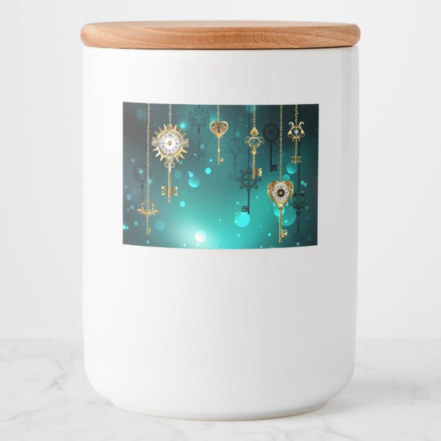 Antike Skeleton Keys on Green Background Lebensmitteletikett (Vorderseite)