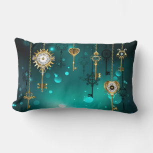 Antike Skeleton Keys on Green Background Lendenkissen