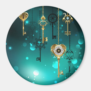 Antike Skeleton Keys on Green Background Magnet