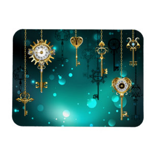 Antike Skeleton Keys on Green Background Magnet