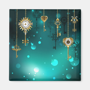 Antike Skeleton Keys on Green Background Magnet