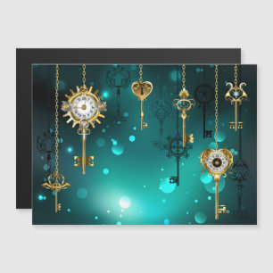 Antike Skeleton Keys on Green Background Magneteinladung