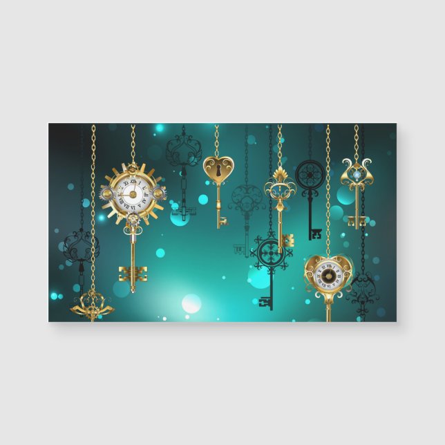 Antike Skeleton Keys on Green Background Magnetkarte (Vorderseite)