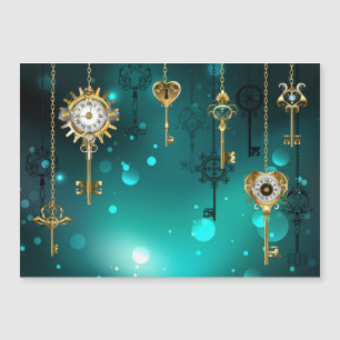 Antike Skeleton Keys on Green Background Magnetkarte