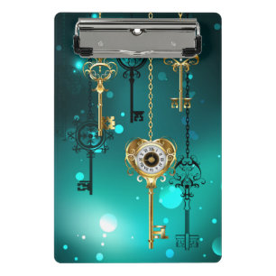 Antike Skeleton Keys on Green Background Mini Klemmbrett