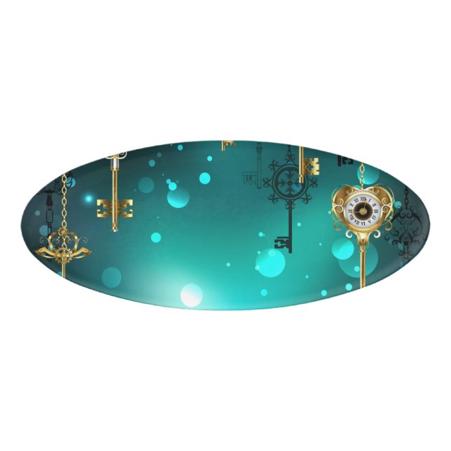 Antike Skeleton Keys on Green Background Namenschild (Vorderseite)