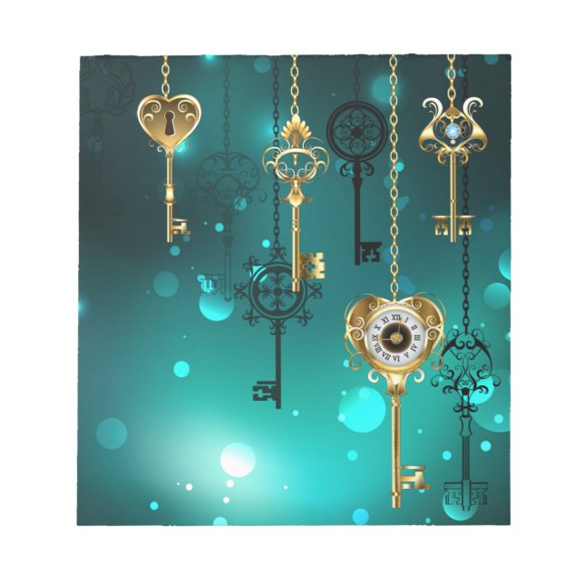 Antike Skeleton Keys on Green Background Notizblock (Vorderseite)