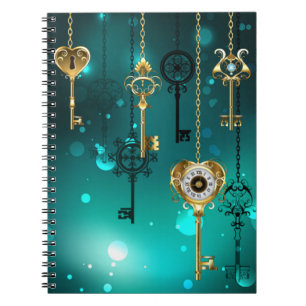 Antike Skeleton Keys on Green Background Notizblock