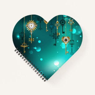 Antike Skeleton Keys on Green Background Notizbuch