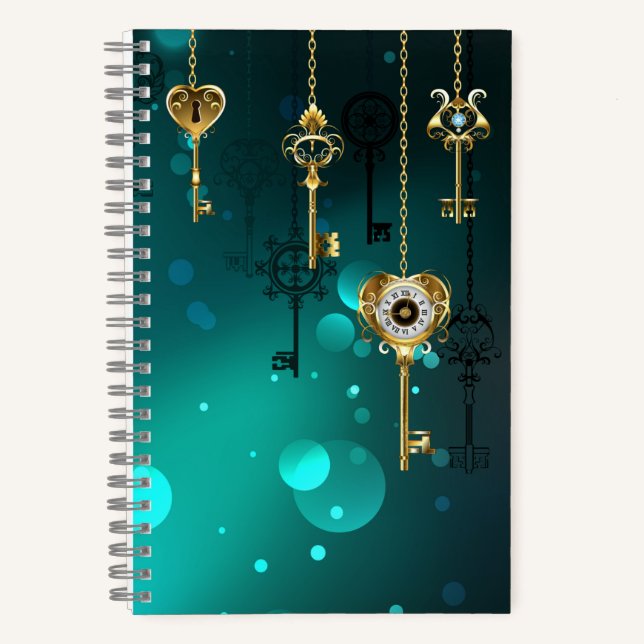 Antike Skeleton Keys on Green Background Notizbuch (Vorderseite)