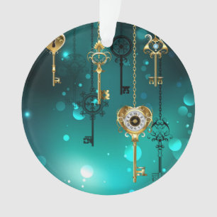 Antike Skeleton Keys on Green Background Ornament