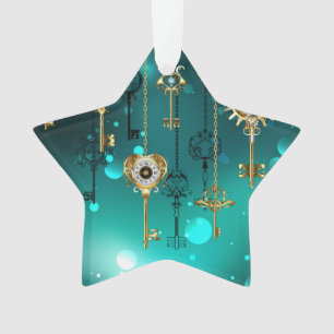 Antike Skeleton Keys on Green Background Ornament