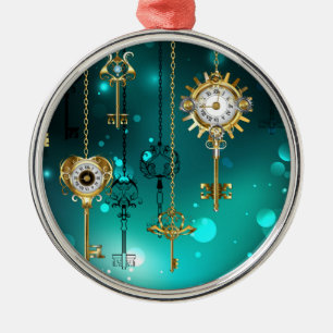 Antike Skeleton Keys on Green Background Ornament Aus Metall