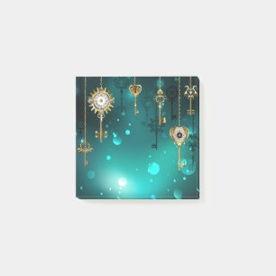 Antike Skeleton Keys on Green Background Post-it Klebezettel