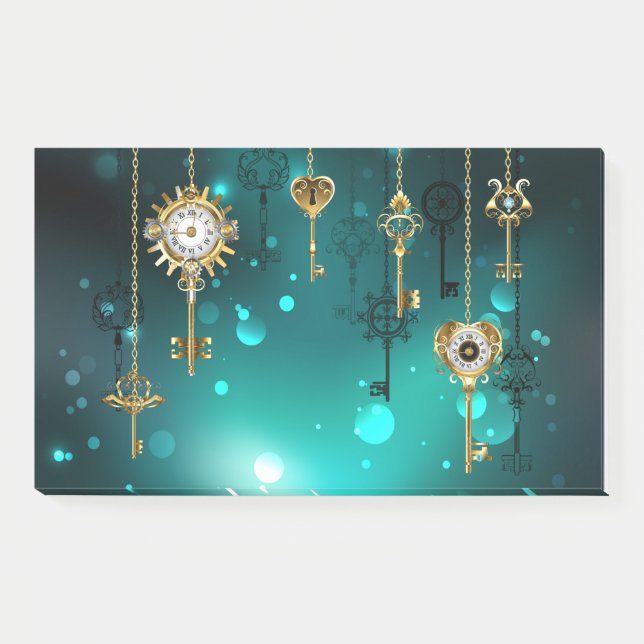 Antike Skeleton Keys on Green Background Post-it Klebezettel (Vorderseite)