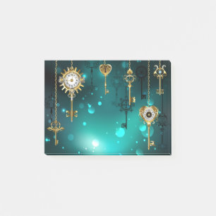 Antike Skeleton Keys on Green Background Post-it Klebezettel