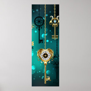 Antike Skeleton Keys on Green Background Poster