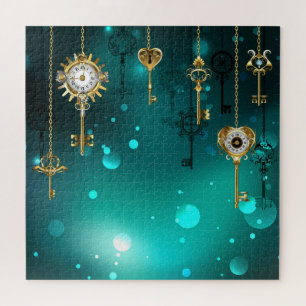 Antike Skeleton Keys on Green Background Puzzle