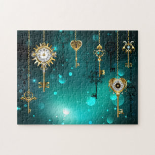 Antike Skeleton Keys on Green Background Puzzle