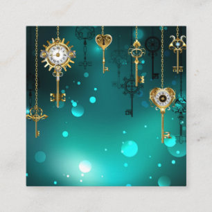 Antike Skeleton Keys on Green Background Quadratische Visitenkarte