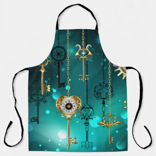 Antike Skeleton Keys on Green Background Schürze