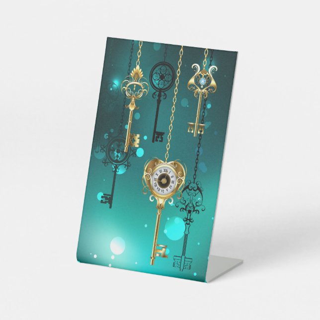 Antike Skeleton Keys on Green Background Sockelschild (Vorderseite)