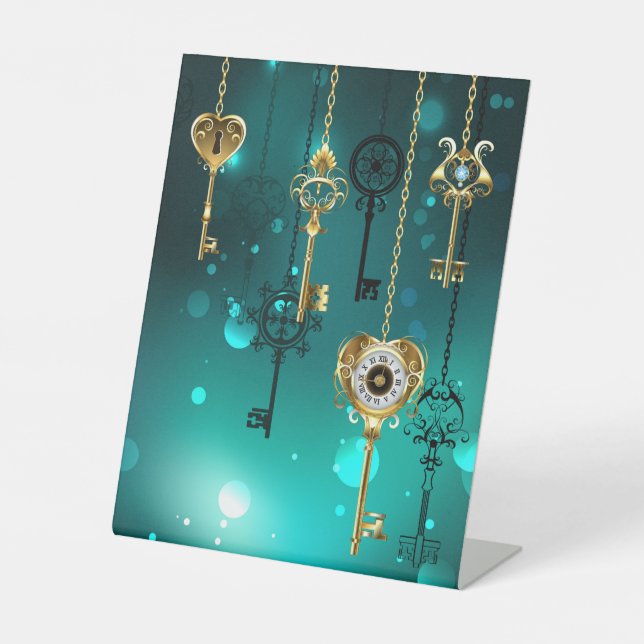 Antike Skeleton Keys on Green Background Sockelschild (Vorderseite)