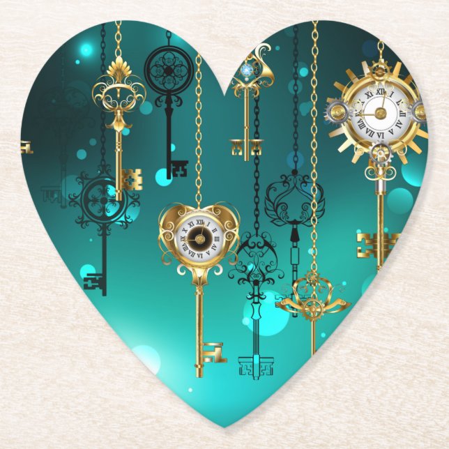 Antike Skeleton Keys on Green Background Untersetzer (Vorderseite)