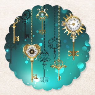 Antike Skeleton Keys on Green Background Untersetzer