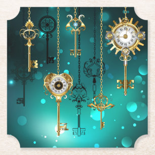 Antike Skeleton Keys on Green Background Untersetzer