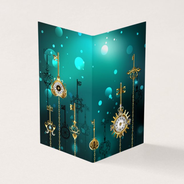 Antike Skeleton Keys on Green Background Visitenkarten (Vorderseite)