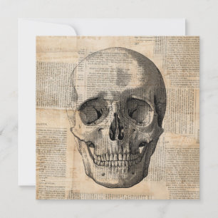 Antike Skull Illustration Vintage Kunst News druck Karte