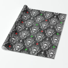 Antike Skulls schmücken Gotische Weihnachtszeit Geschenkpapier