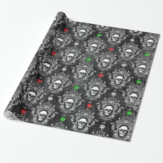 Antike Skulls schmücken Gotische Weihnachtszeit Geschenkpapier (Ungerollt)
