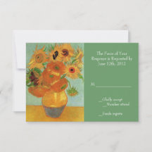 antike Sonnenblumen Hochzeit RSVP Karte