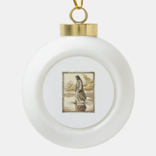 Antike spirituelle Wasserwanderstich Keramik Kugel-Ornament