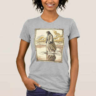 Antike spirituelle Wasserwanderungsgravur T-Shirt
