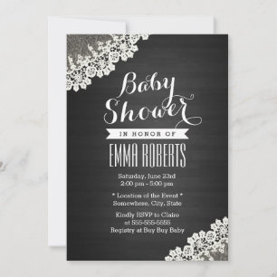 Antike Spitze Dunkle Holz Baby Shower Einladungen