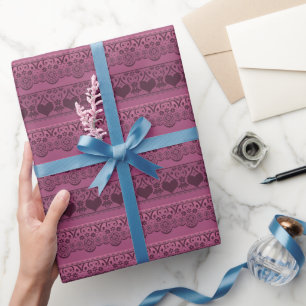 Antike Spitze rosa braun Lochmuster zur Dekoration Geschenkpapier