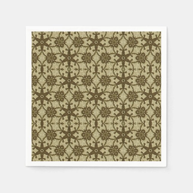 Antike Spitze - Schokolade und Beige Serviette (Vorderseite)