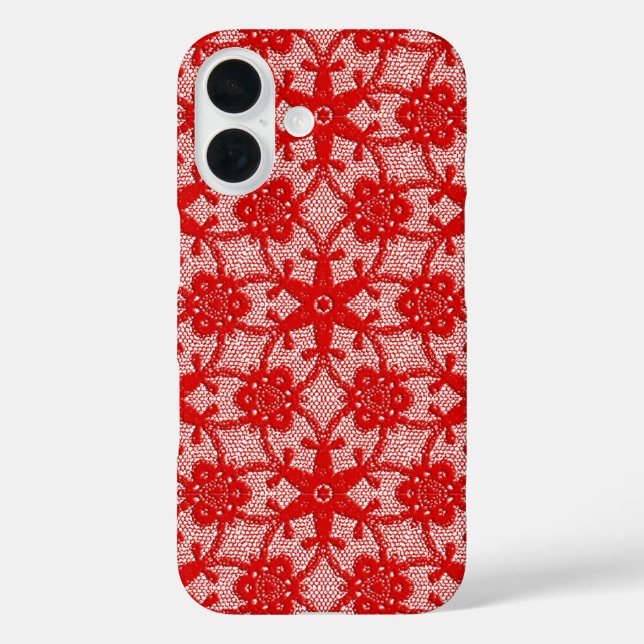Antike Spitze - tiefrot und weiß Case-Mate iPhone Hülle (Rückseite)