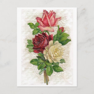 Antike Spitze und Rosen Postkarte