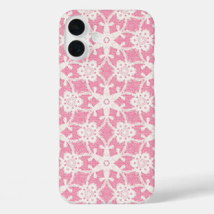 Antike Spitze - weiß und Rose pink iPhone 16 Plus Hülle