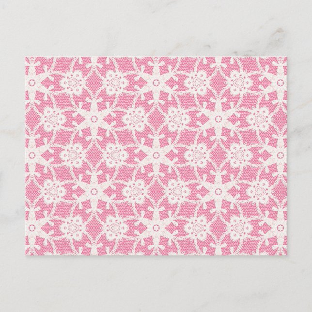 Antike Spitze - weiß und Rose pink Postkarte (Vorderseite)