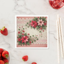 Antike Spitzen florale Poinsettia Grenzübergang