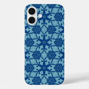 Antike Spitzen - Saphir und blass blau iPhone 16 Plus Hülle