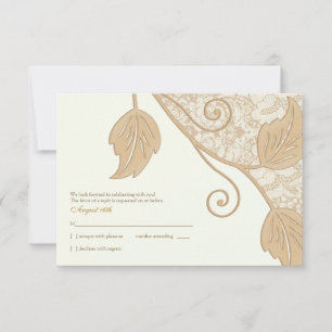 Antike Spitzen und Blätter Hochzeitskarte RSVP Karte