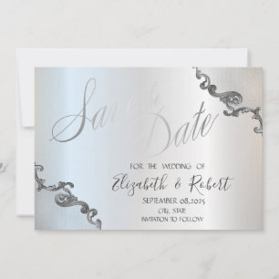 Antike Spitzenbordüre Silber Save-the-Date-Karte Save The Date
