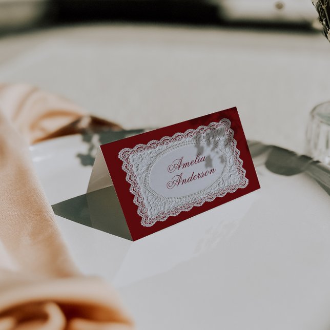 Antike Spitzendeckchen-Hochzeitsplatzkarten in Bur Tischnummer (Von Creator hochgeladen)