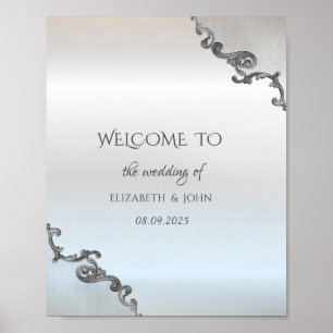 Antike Spitzenrand Silber Hochzeit Poster
